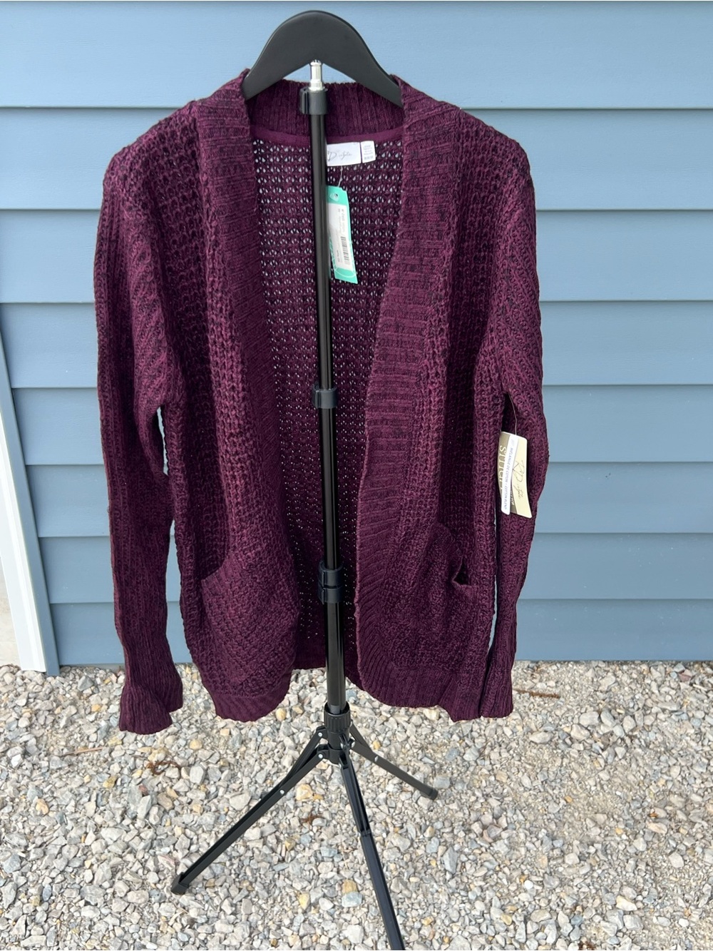 RD Style Open-Front Plum Knit Cardigan